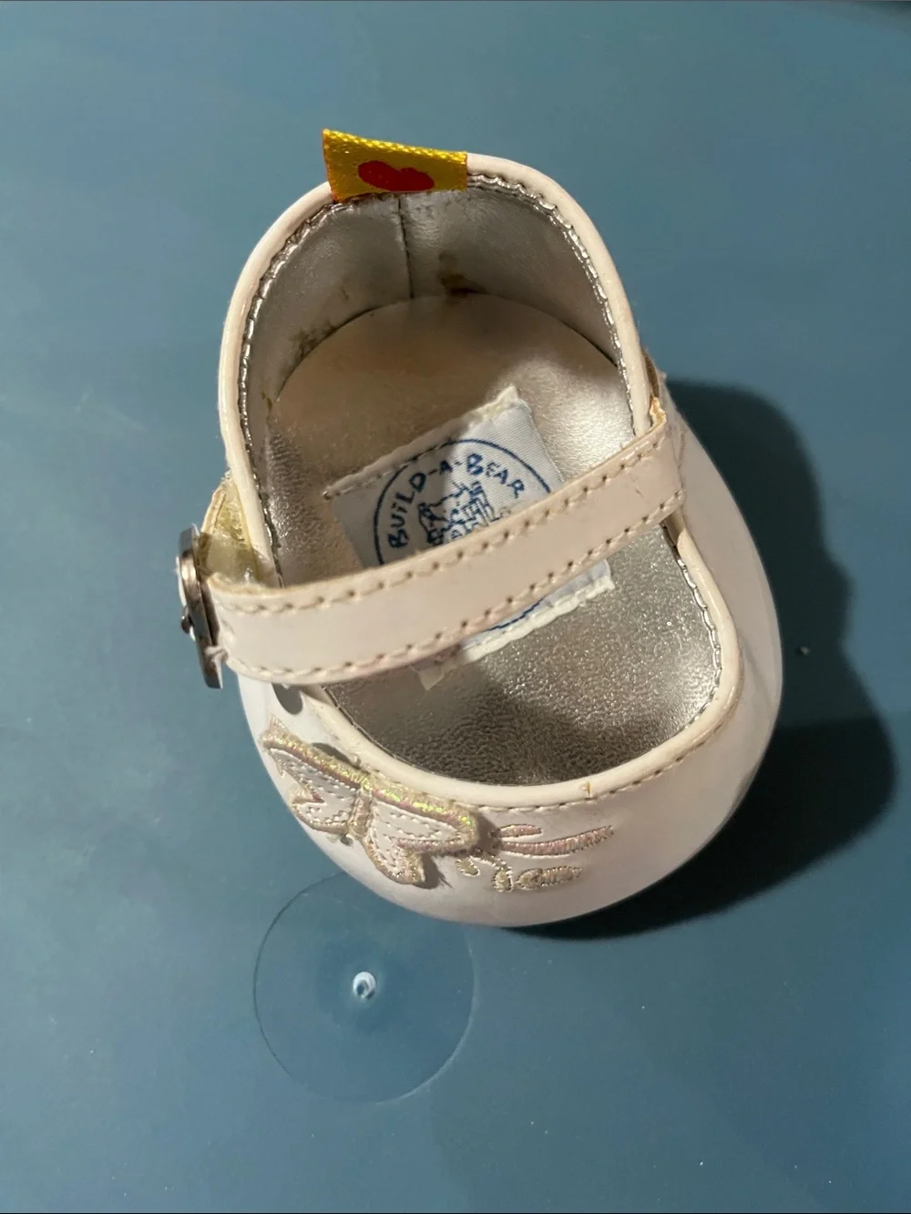 Build-A-Bear Mary Jane Baby Shoes with Gold Butterfly Accent